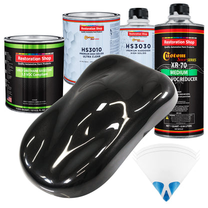 Black Diamond Firemist - LOW VOC Urethane Basecoat with Premium Clearcoat Auto Paint (Complete Medium Quart Paint Kit) Professional Automotive Coating