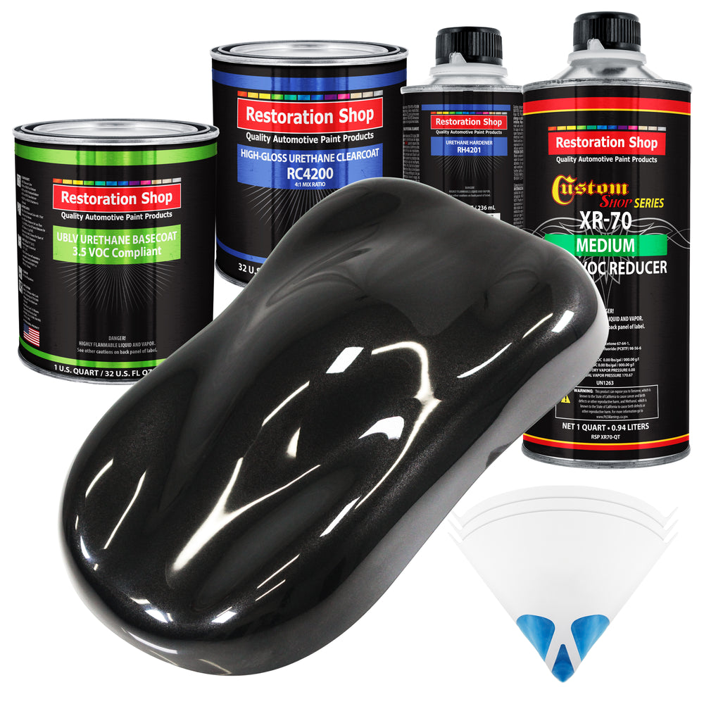 Black Diamond Firemist - LOW VOC Urethane Basecoat with Clearcoat Auto Paint - Complete Medium Quart Paint Kit - Professional Gloss Automotive Coating