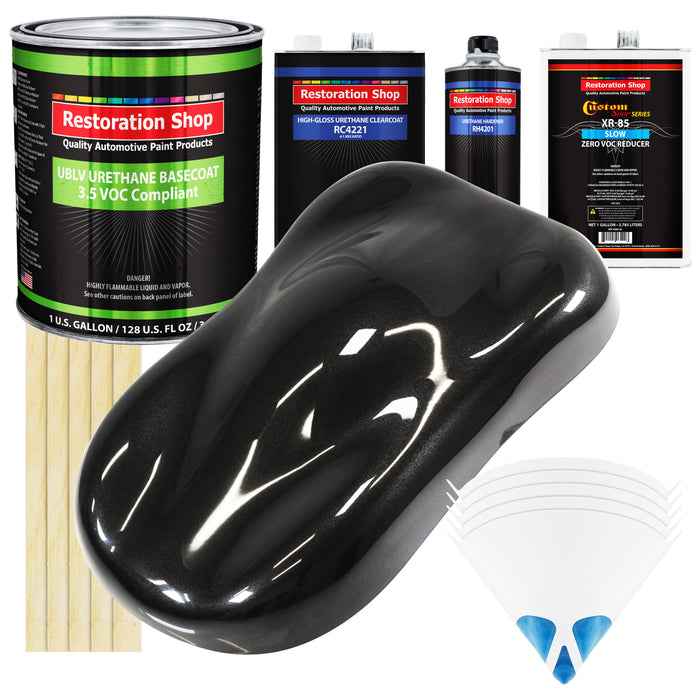 Black Diamond Firemist - LOW VOC Urethane Basecoat with Clearcoat Auto Paint - Complete Slow Gallon Paint Kit - Professional Gloss Automotive Coating