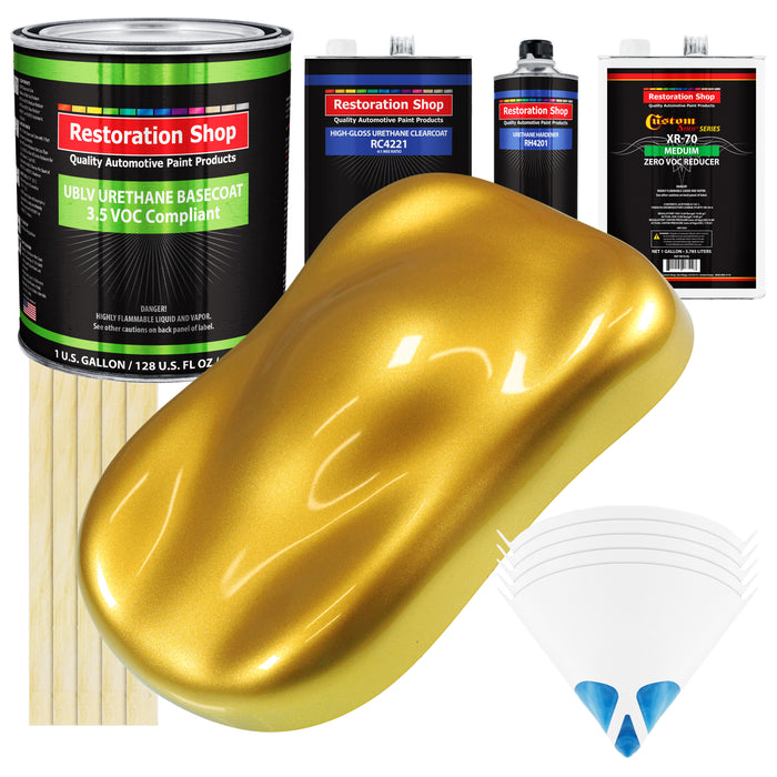 Saturn Gold Firemist - LOW VOC Urethane Basecoat with Clearcoat Auto Paint - Complete Medium Gallon Paint Kit - Professional Gloss Automotive Coating