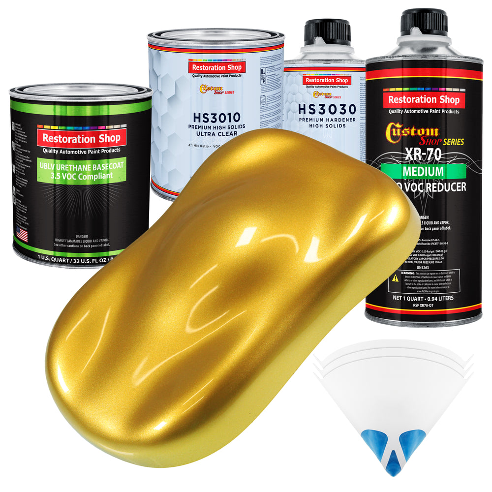 Saturn Gold Firemist - LOW VOC Urethane Basecoat with Premium Clearcoat Auto Paint - Complete Medium Quart Paint Kit - Professional Automotive Coating