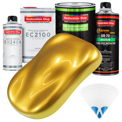 Saturn Gold Firemist - LOW VOC Urethane Basecoat with European Clearcoat Auto Paint - Complete Quart Paint Color Kit - Automotive Coating