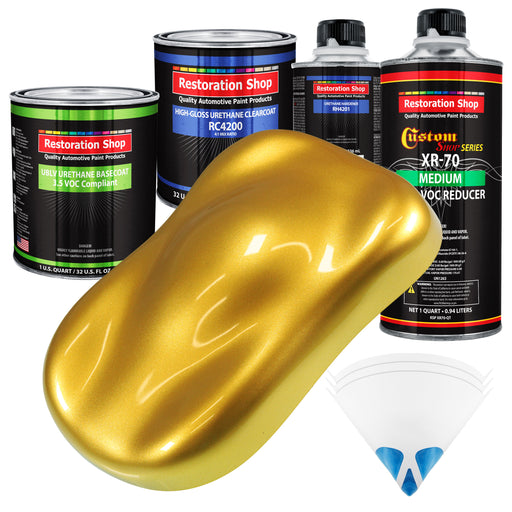 Saturn Gold Firemist - LOW VOC Urethane Basecoat with Clearcoat Auto Paint - Complete Medium Quart Paint Kit - Professional Gloss Automotive Coating
