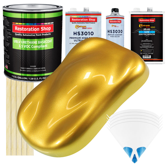 Saturn Gold Firemist - LOW VOC Urethane Basecoat with Premium Clearcoat Auto Paint - Complete Slow Gallon Paint Kit - Professional Automotive Coating