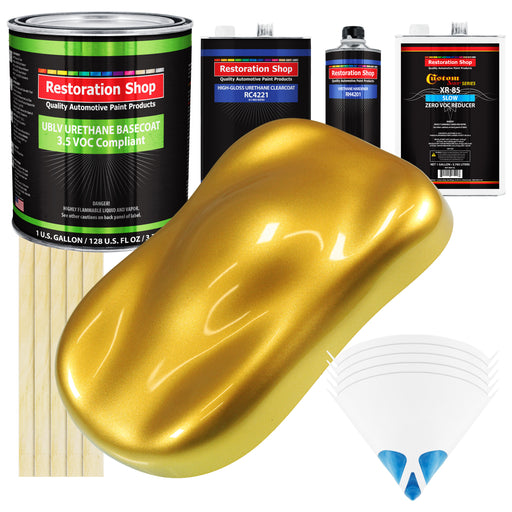 Saturn Gold Firemist - LOW VOC Urethane Basecoat with Clearcoat Auto Paint (Complete Slow Gallon Paint Kit) Professional High Gloss Automotive Coating