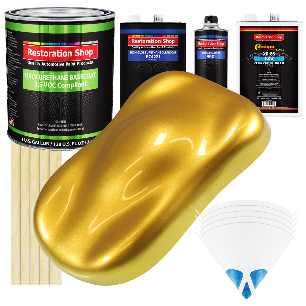 Saturn Gold Firemist - LOW VOC Urethane Basecoat with Clearcoat Auto Paint (Complete Slow Gallon Paint Kit) Professional High Gloss Automotive Coating