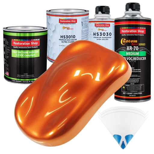 Firemist Orange - LOW VOC Urethane Basecoat with Premium Clearcoat Auto Paint (Complete Medium Quart Paint Kit) Professional Gloss Automotive Coating