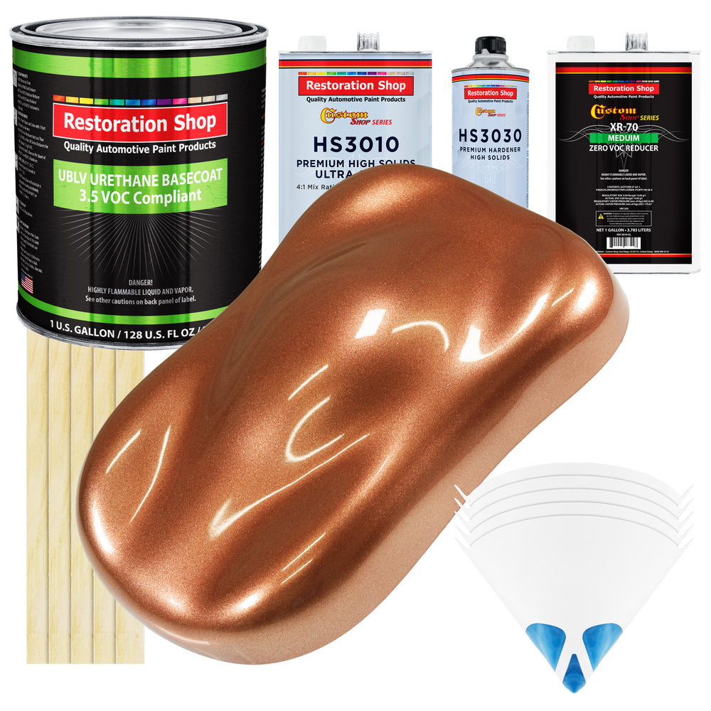 Bronze Firemist - LOW VOC Urethane Basecoat with Premium Clearcoat Auto Paint (Complete Medium Gallon Paint Kit) Professional Gloss Automotive Coating