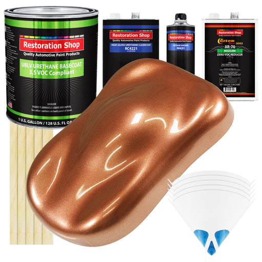 Bronze Firemist - LOW VOC Urethane Basecoat with Clearcoat Auto Paint - Complete Medium Gallon Paint Kit - Professional High Gloss Automotive Coating