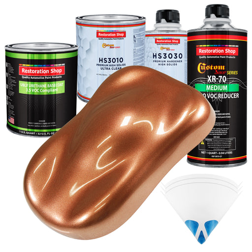 Bronze Firemist - LOW VOC Urethane Basecoat with Premium Clearcoat Auto Paint (Complete Medium Quart Paint Kit) Professional Gloss Automotive Coating