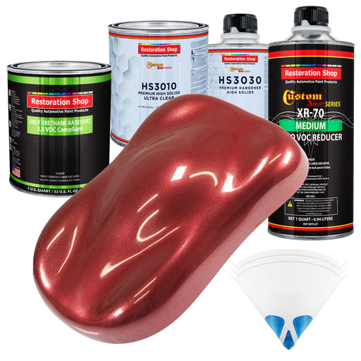 Firemist Red - LOW VOC Urethane Basecoat with Premium Clearcoat Auto Paint - Complete Medium Quart Paint Kit - Professional Gloss Automotive Coating