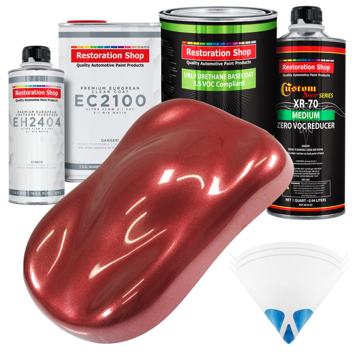 Firemist Red - LOW VOC Urethane Basecoat with European Clearcoat Auto Paint - Complete Quart Paint Color Kit - Automotive Coating