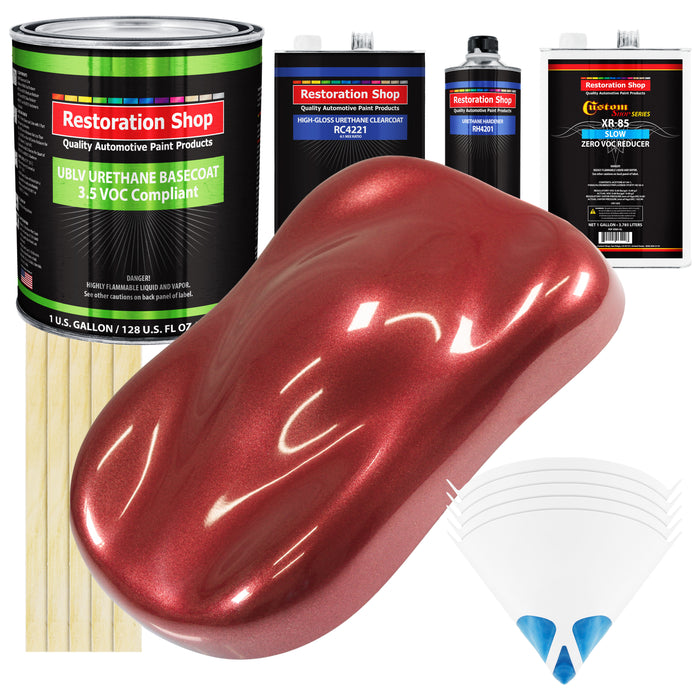 Firemist Red - LOW VOC Urethane Basecoat with Clearcoat Auto Paint - Complete Slow Gallon Paint Kit - Professional High Gloss Automotive Coating