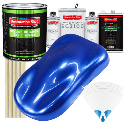 Cobalt Blue Firemist - LOW VOC Urethane Basecoat with European Clearcoat Auto Paint - Complete Gallon Paint Color Kit - Automotive Coating