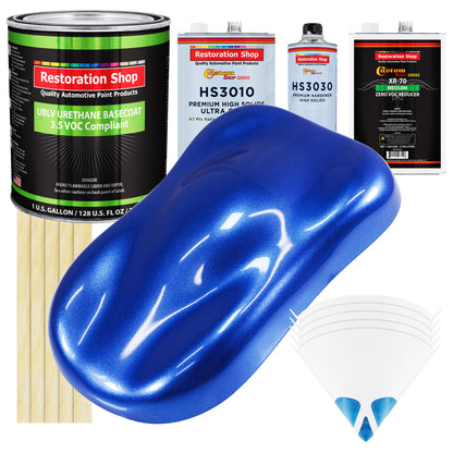 Cobalt Blue Firemist - LOW VOC Urethane Basecoat with Premium Clearcoat Auto Paint (Complete Medium Gallon Paint Kit) Professional Automotive Coating