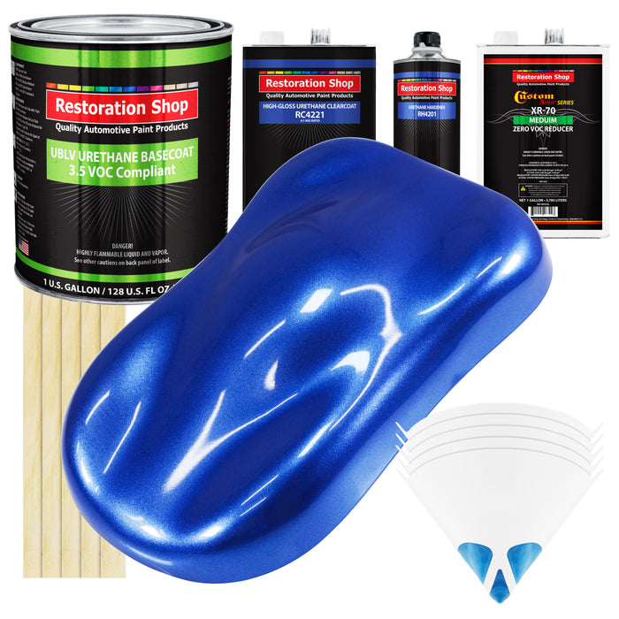 Cobalt Blue Firemist - LOW VOC Urethane Basecoat with Clearcoat Auto Paint - Complete Medium Gallon Paint Kit - Professional Gloss Automotive Coating