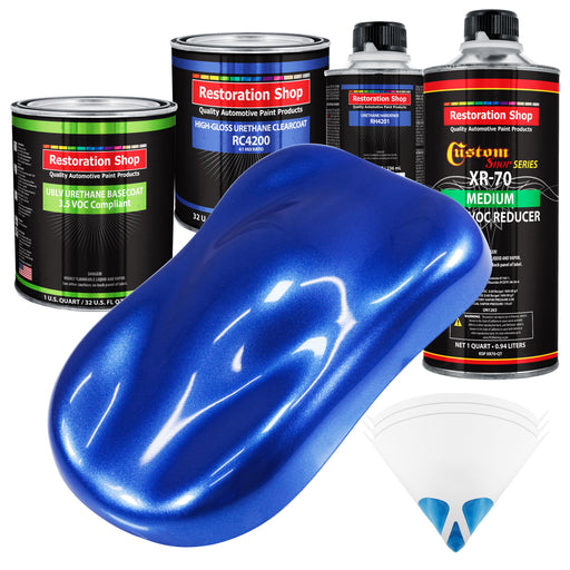 Cobalt Blue Firemist - LOW VOC Urethane Basecoat with Clearcoat Auto Paint - Complete Medium Quart Paint Kit - Professional Gloss Automotive Coating