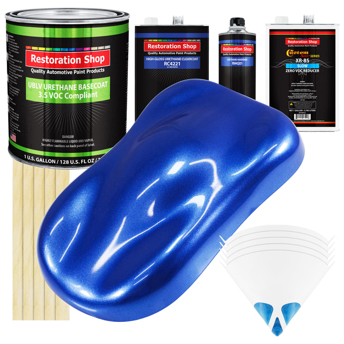 Cobalt Blue Firemist - LOW VOC Urethane Basecoat with Clearcoat Auto Paint (Complete Slow Gallon Paint Kit) Professional High Gloss Automotive Coating