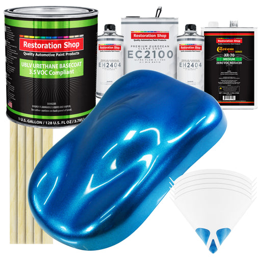 True Blue Firemist - LOW VOC Urethane Basecoat with European Clearcoat Auto Paint - Complete Gallon Paint Color Kit - Automotive Coating