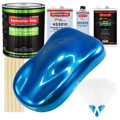 True Blue Firemist - LOW VOC Urethane Basecoat with Premium Clearcoat Auto Paint - Complete Medium Gallon Paint Kit - Professional Automotive Coating