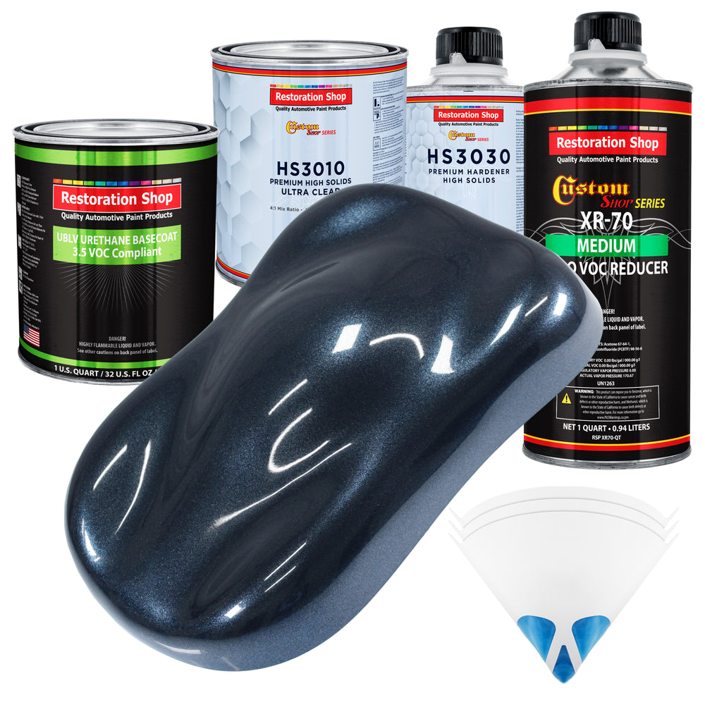 Neptune Blue Firemist - LOW VOC Urethane Basecoat with Premium Clearcoat Auto Paint (Complete Medium Quart Paint Kit) Professional Automotive Coating