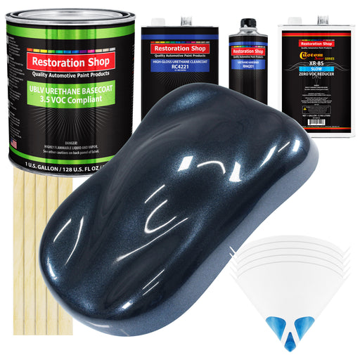 Neptune Blue Firemist - LOW VOC Urethane Basecoat with Clearcoat Auto Paint - Complete Slow Gallon Paint Kit - Professional Gloss Automotive Coating