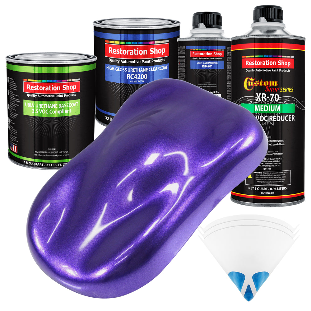 Firemist Purple - LOW VOC Urethane Basecoat with Clearcoat Auto Paint - Complete Medium Quart Paint Kit - Professional High Gloss Automotive Coating