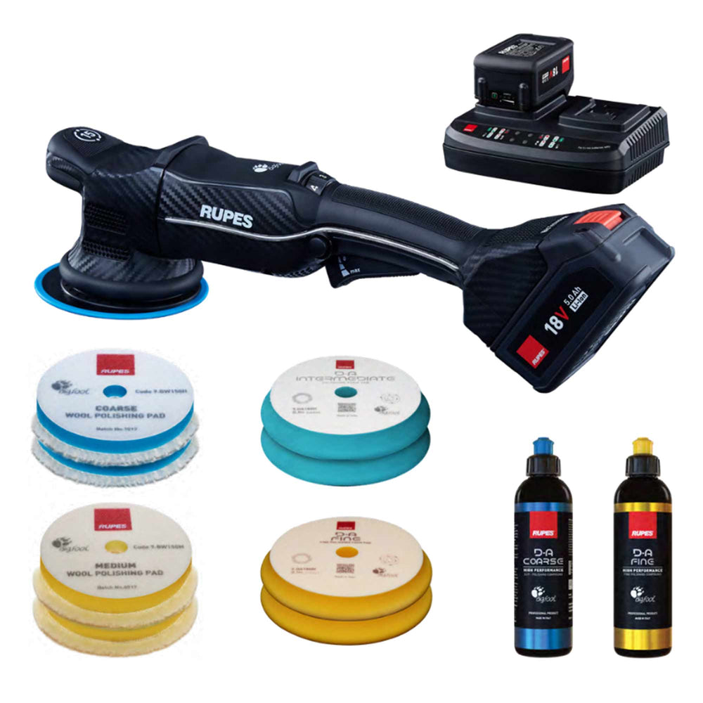 RUPES iBrid HLR15 Random Orbital Polisher KIT, 15mm orbit with 5" backing plate