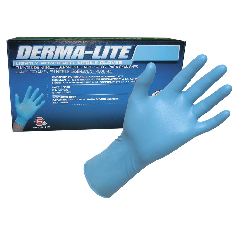 Derma-Lite Exam Grade Disposable Nitrile 5 Mil Gloves, Small, Box of 100