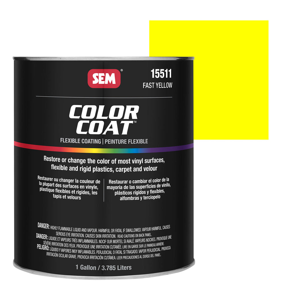 Color Coat - Plastic & Vinyl Flexible Coating, Fast Yellow, 1 Gallon