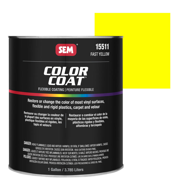 Color Coat - Plastic & Vinyl Flexible Coating, Fast Yellow, 1 Gallon