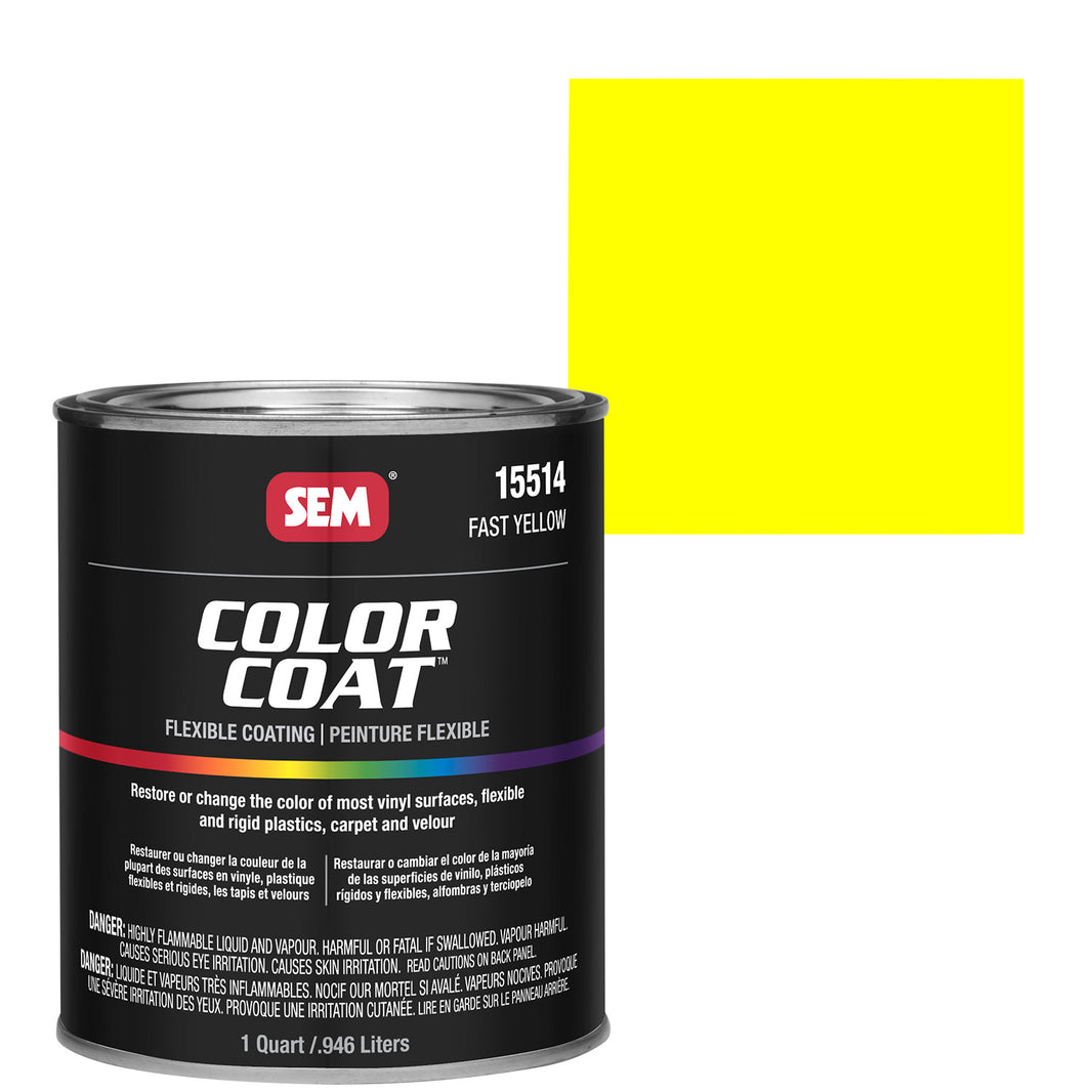 Color Coat - Plastic & Vinyl Flexible Coating, Fast Yellow, 1 Quart