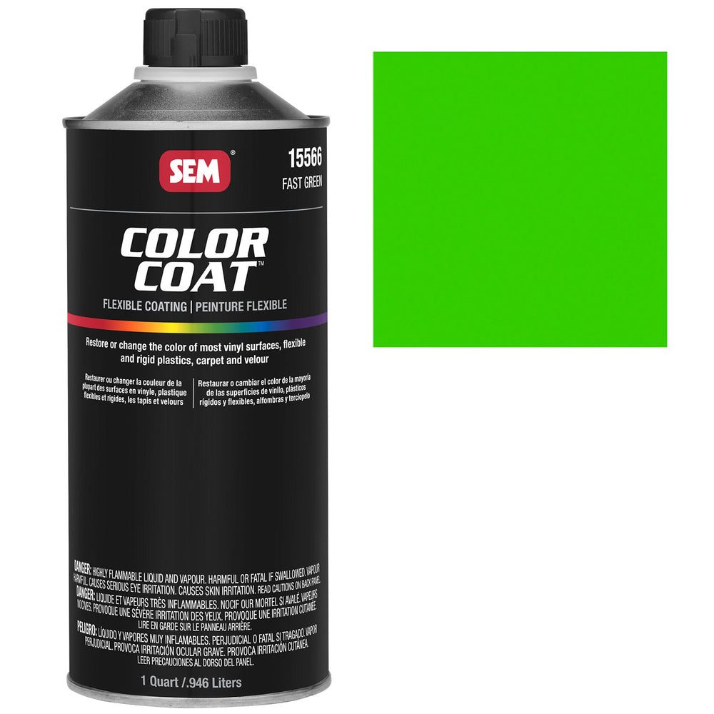 Color Coat - Plastic & Vinyl Flexible Coating, Fast Green, 1 Quart Cone Top
