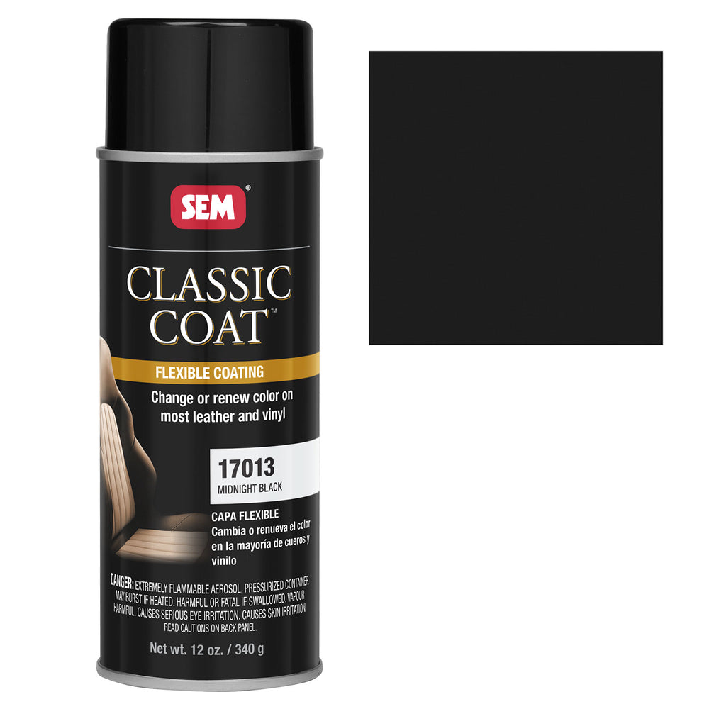 Classic Coat - Leather & Vinyl Flexible Coating, Midnight Black (Ford ZUEA), 12 oz. Aerosol