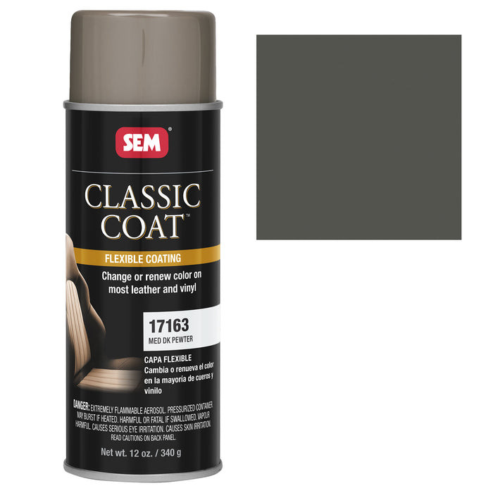 Classic Coat - Leather & Vinyl Flexible Coating, Medium Dark Pewter (GM 110D), 12 oz. Aerosol