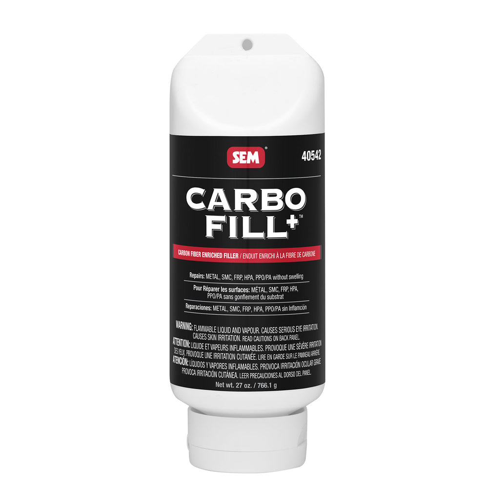 Carbo-Fill+, Carbon Fiber Enriched Filler for SMC, Fiberglass, PP, Steel & Aluminum, 27 oz. Tube
