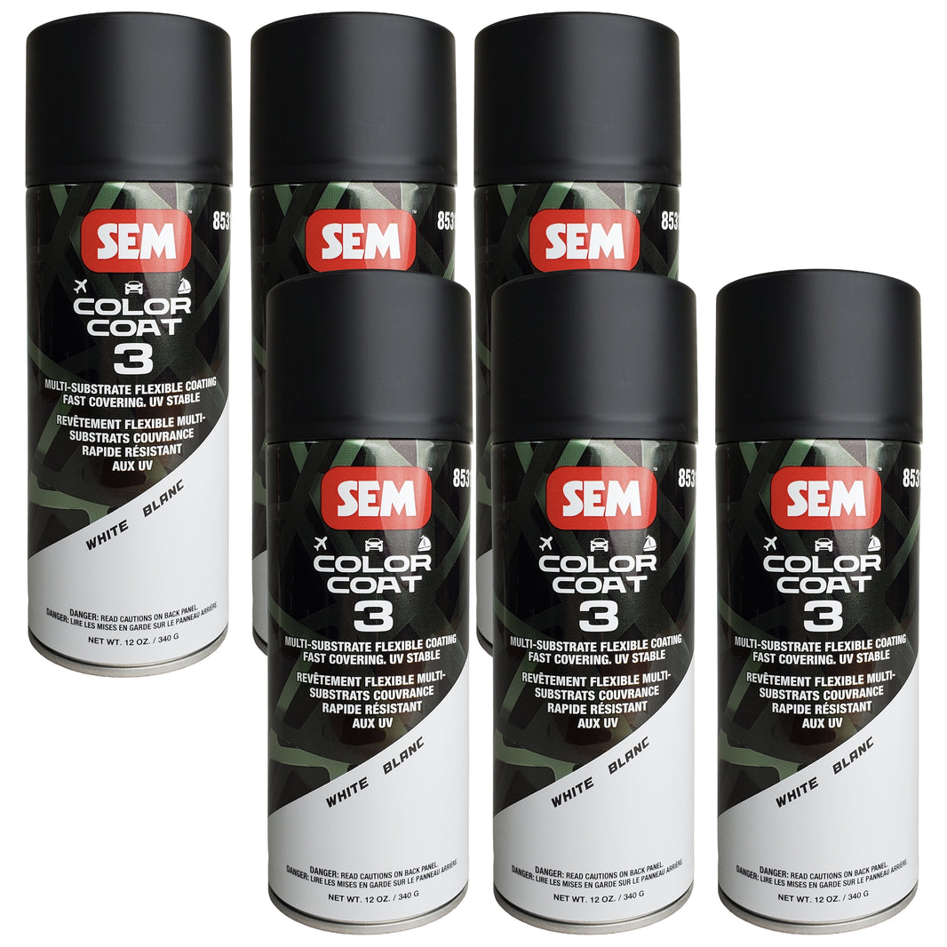 SEM Color Coat 3 White - Multi-Substrate Flexible Coating, 12oz, 6 Pack