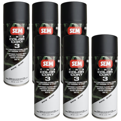 SEM Color Coat 3 White - Multi-Substrate Flexible Coating, 12oz, 6 Pack