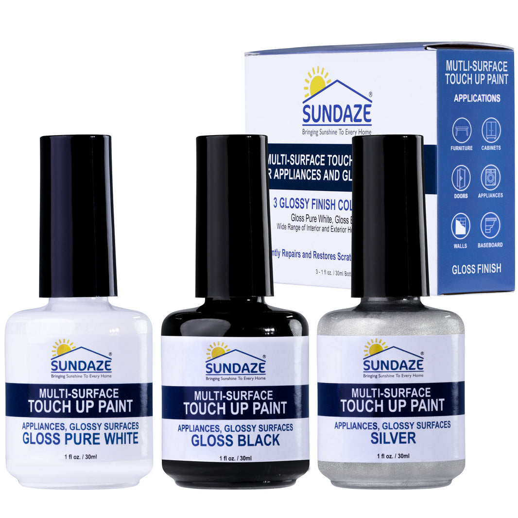 Gloss Appliance Touch-Up Paint Pen Kit - Stove, Refrigerator, Washer, Dryer Touch Up - 3 Glossy Colors White, Black, Silver - Instantly Repair & Restore Scratches, Chips, Stains - Color Match