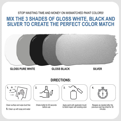 Gloss Appliance Touch-Up Paint Pen Kit - Stove, Refrigerator, Washer, Dryer Touch Up - 3 Glossy Colors White, Black, Silver - Instantly Repair & Restore Scratches, Chips, Stains - Color Match