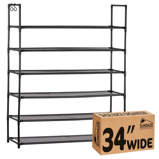 6 Tier Shoe Organizer, Sturdy Tall Shoe Rack for Closet, Bedroom, Entryway, Garage, Non Woven Fabric Shelf, Black, Holds Up to 30 Pairs