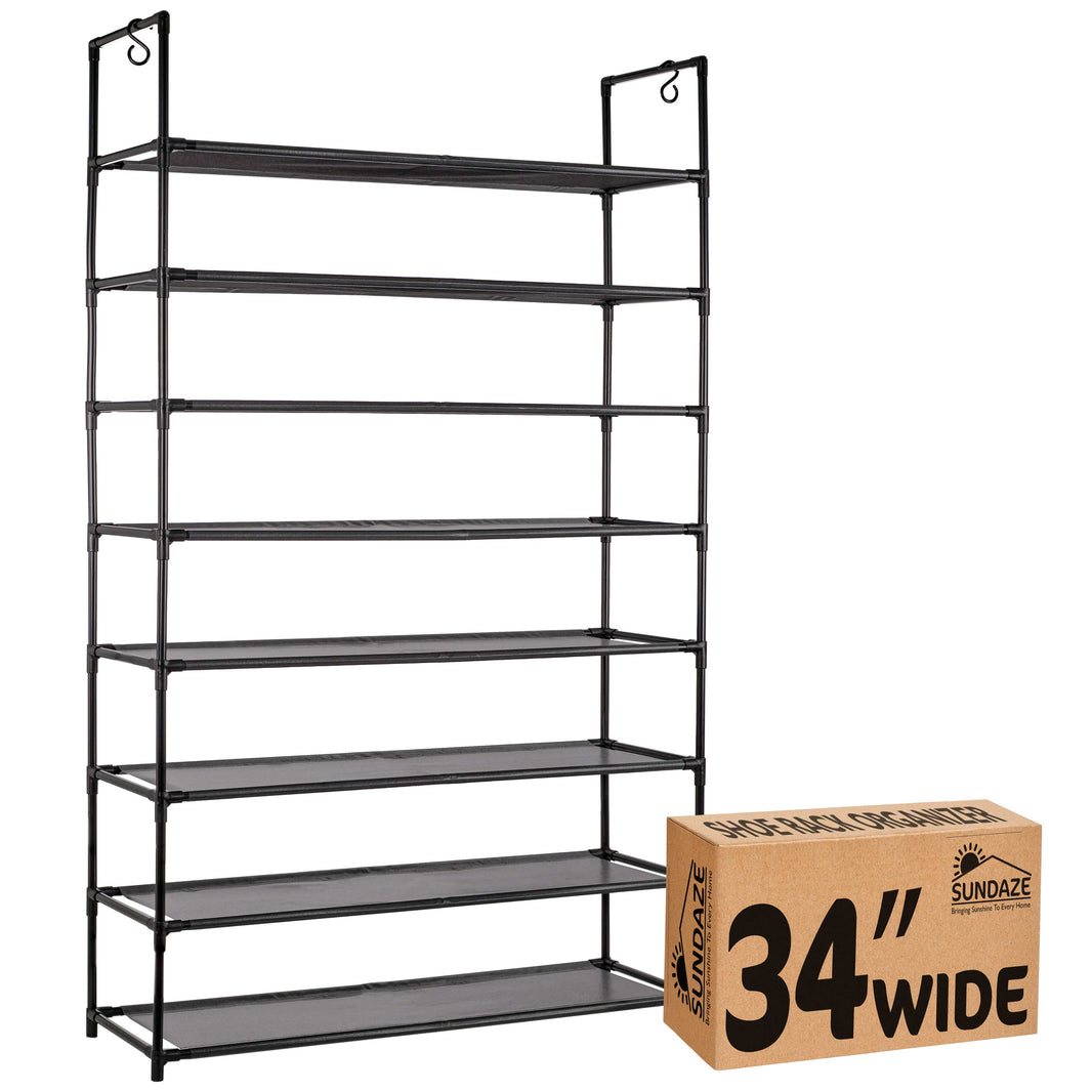 8 Tier Shoe Organizer, Sturdy Tall Shoe Rack for Closet, Bedroom, Entryway, Garage, Non Woven Fabric Shelf, Black, Holds Up to 40 Pairs