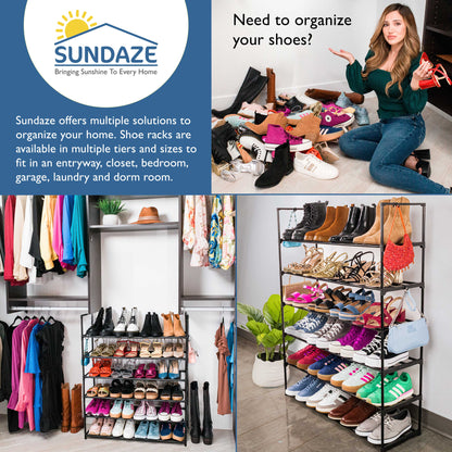 6 Tier Metal Shoe Organizer, Sturdy Tall Shoe Rack for Closet, Bedroom, Entryway, Garage, Black Metal, Holds Up to 30 Pairs