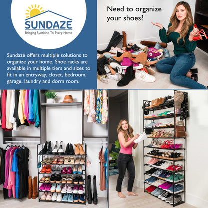 10 Tier Metal Shoe Organizer, Sturdy Tall Shoe Rack for Closet, Bedroom, Entryway, Garage, Black Metal, Holds Up to 50 Pairs