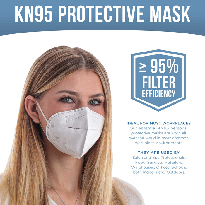 KN95 Protective Masks, Pack of 10 White & 10 Black - Filter Efficiency ≥95%, 5-Layers, Sanitary 5-Ply Non-Woven Fabric, Safe, Easy Breathing