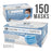 Bulk 3 Boxes (150 Masks) in Sealed Dispenser Boxes of 50 - 3 Layer Disposable Protective Face Masks with Nose Clip & Ear Loops, 3-Ply Non-Woven Fabric