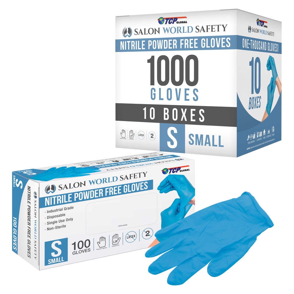 Blue Nitrile Disposable Gloves, 10 Boxes of 100 - Small, 3.5 Mil Thick - Latex and Powder Free, Textured Tips, Food Safe, Extra-Strong Protection