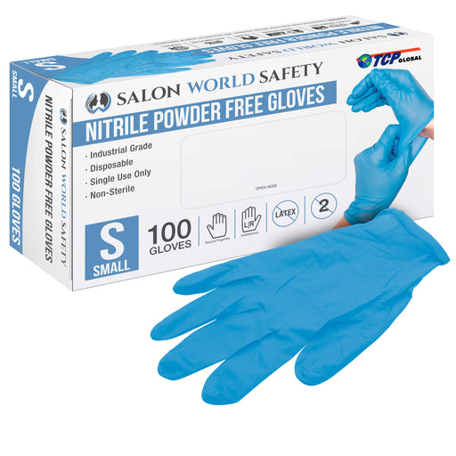 Blue Nitrile Disposable Gloves, Box of 100 - Small, 3.5 Mil Thick - Latex and Powder Free, Textured Tips, Food Safe, Extra-Strong Protection