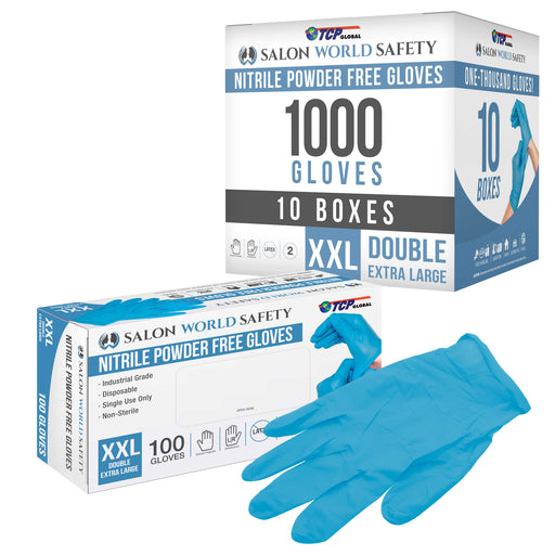 Blue Nitrile Disposable Gloves, 10 Boxes of 100 - XX-Large, 3.5 Mil Thick - Latex and Powder Free, Textured Tips, Food Safe, Extra-Strong Protection