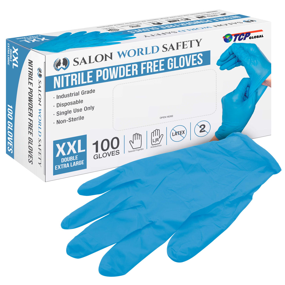 Blue Nitrile Disposable Gloves, Box of 100 - XX-Large, 3.5 Mil Thick - Latex and Powder Free, Textured Tips, Food Safe, Extra-Strong Protection